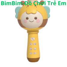 Micro cho bé hát karaoke kết nối Bluetooth, Mic cho be, phát nhạc, có đèn, thay đổi giọng nói, tích hợp loa không dây