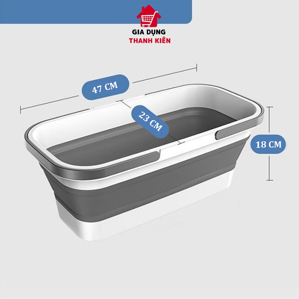 Xô nước gấp gọn, thùng gập silicon đa năng vệ sinh nhà cửa, xô giặt lau nhà, chùi kính, xô ô tô Thanh Kiên TK001