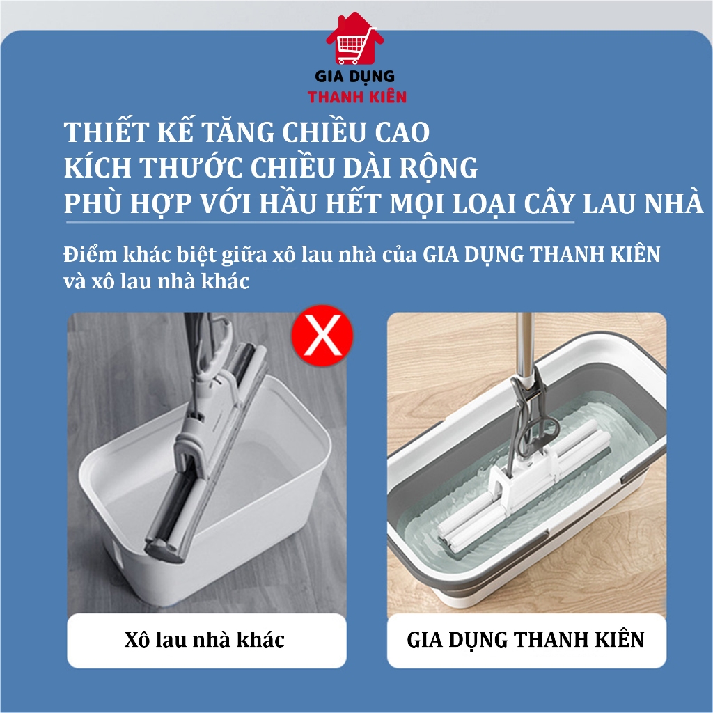 Xô nước gấp gọn, thùng gập silicon đa năng vệ sinh nhà cửa, xô giặt lau nhà, chùi kính, xô ô tô Thanh Kiên TK001