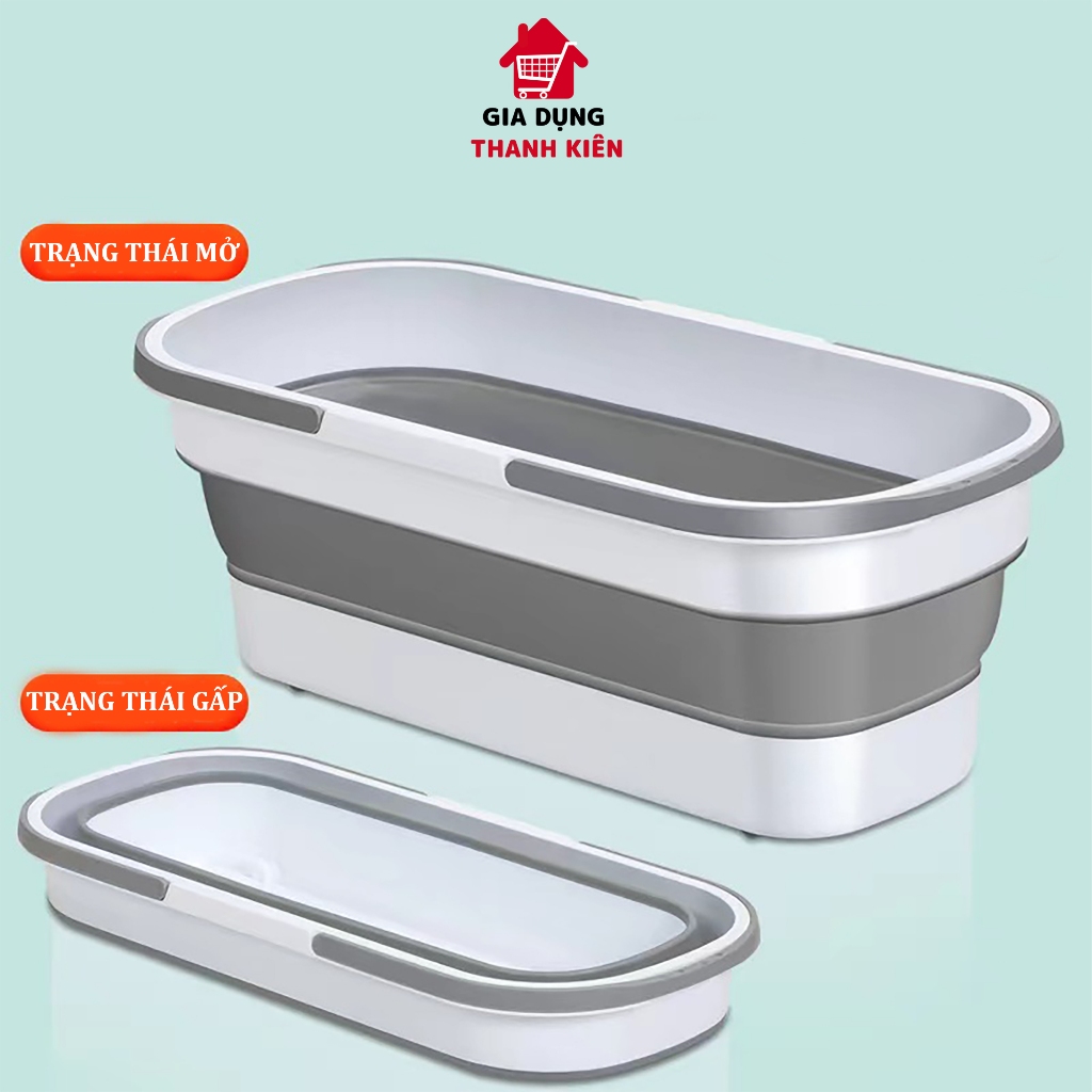 Xô nước gấp gọn, thùng gập silicon đa năng vệ sinh nhà cửa, xô giặt lau nhà, chùi kính, xô ô tô Thanh Kiên TK001