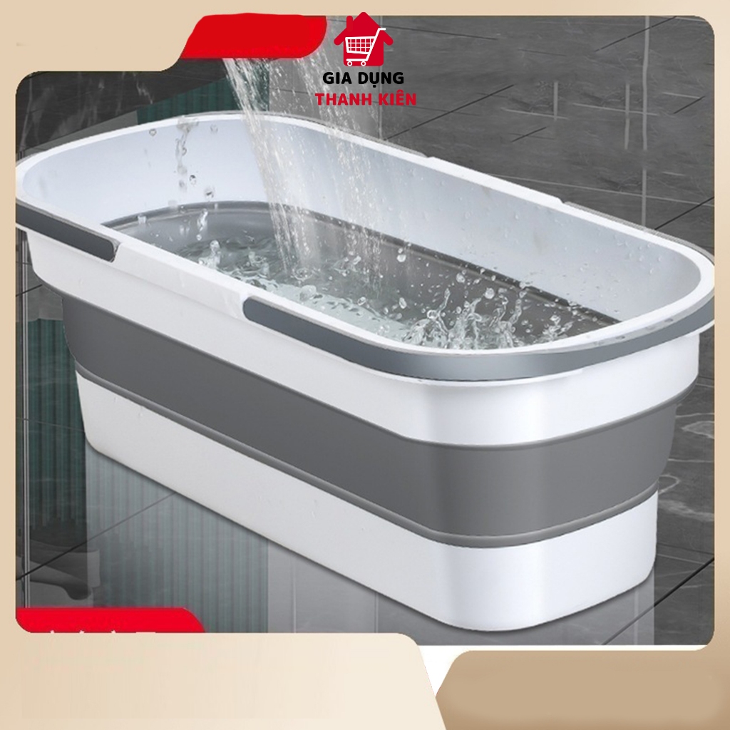 Xô nước gấp gọn, thùng gập silicon đa năng vệ sinh nhà cửa, xô giặt lau nhà, chùi kính, xô ô tô Thanh Kiên TK001