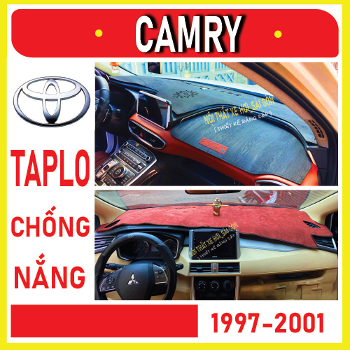 Thảm taplo xe Toyota Camry 1997 1998 1999 2000 2001, thảm taplo che nắng da carbon, da vân gỗ, nhung cừu