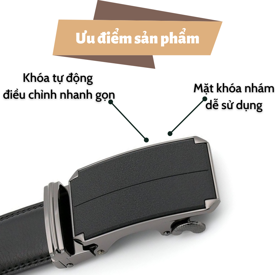 Thắt Lưng Nam Da Bò Khóa Tự Động Cao Cấp - Dây Nịt Nam Tặng Kèm Hộp Thương Hiệu Racadoy -TL NHAM