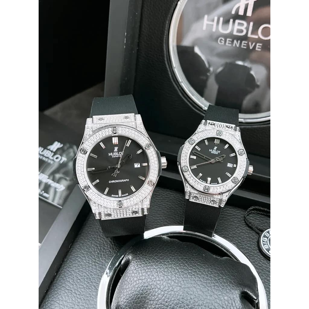 Đồng hồ  Nam Hb vỏ đá vành đá mặt đen, xám máy cơ Nhật 38mm, 42mm dây cao su, dây da đen vỏ trắng..,