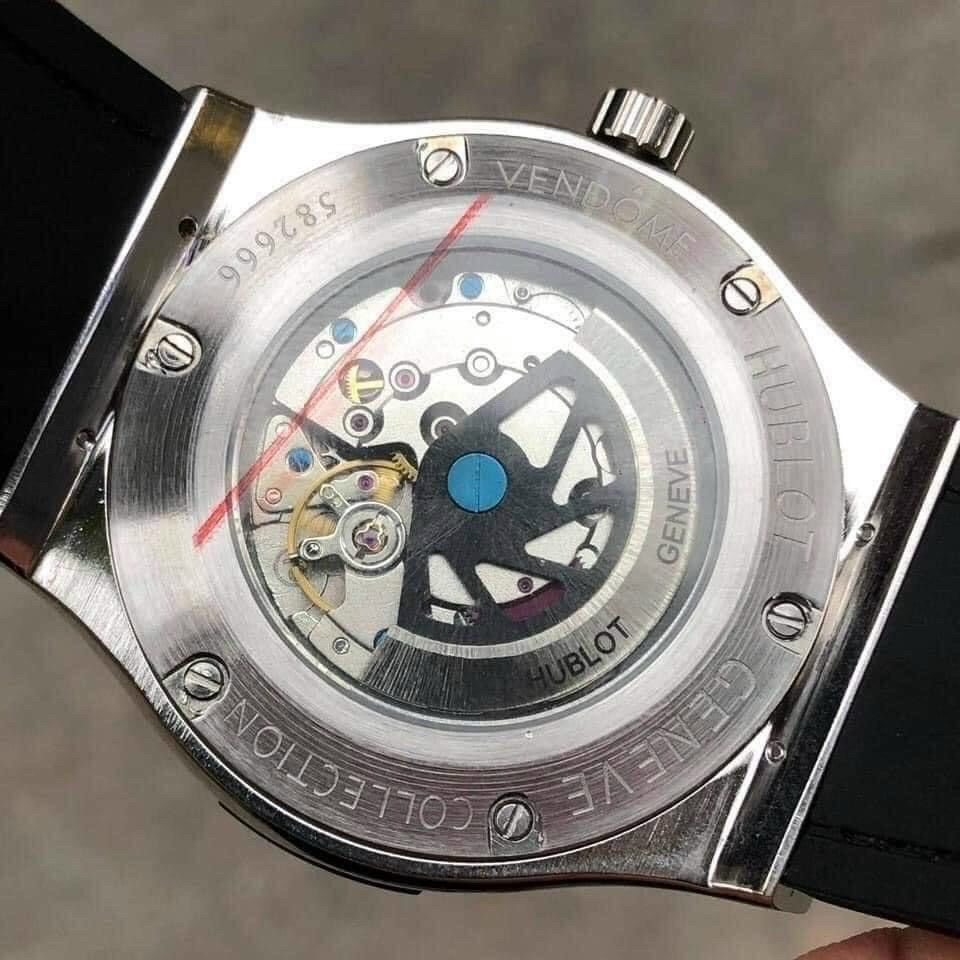 Đồng hồ  Nam Hb vỏ đá vành đá mặt đen, xám máy cơ Nhật 38mm, 42mm dây cao su, dây da đen vỏ trắng..,