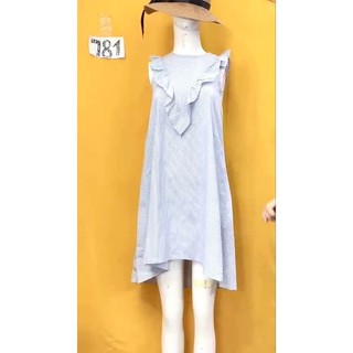 đầm sọc xanh phối bèo size S. S781