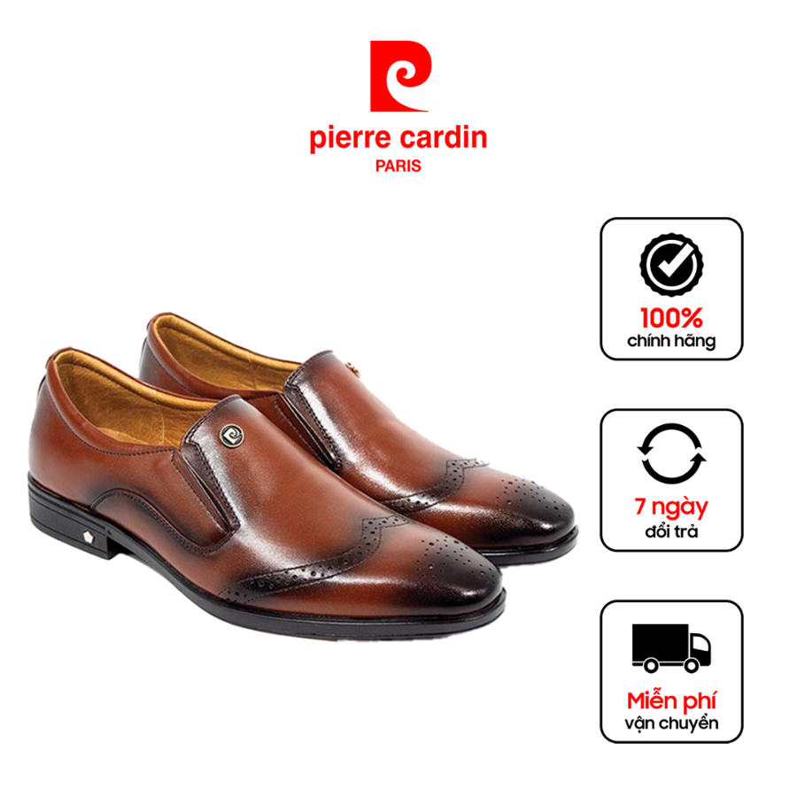 Giày tây nam Pierre Cardin da bò cao cấp, thiết kế hoa văn sang trọng, đế chống trượt - 749