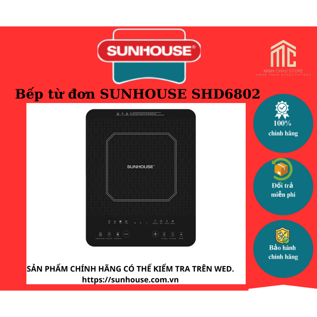 Bếp từ đơn SUNHOUSE SHD6802 (Bếp từ kèm nồi như hình)