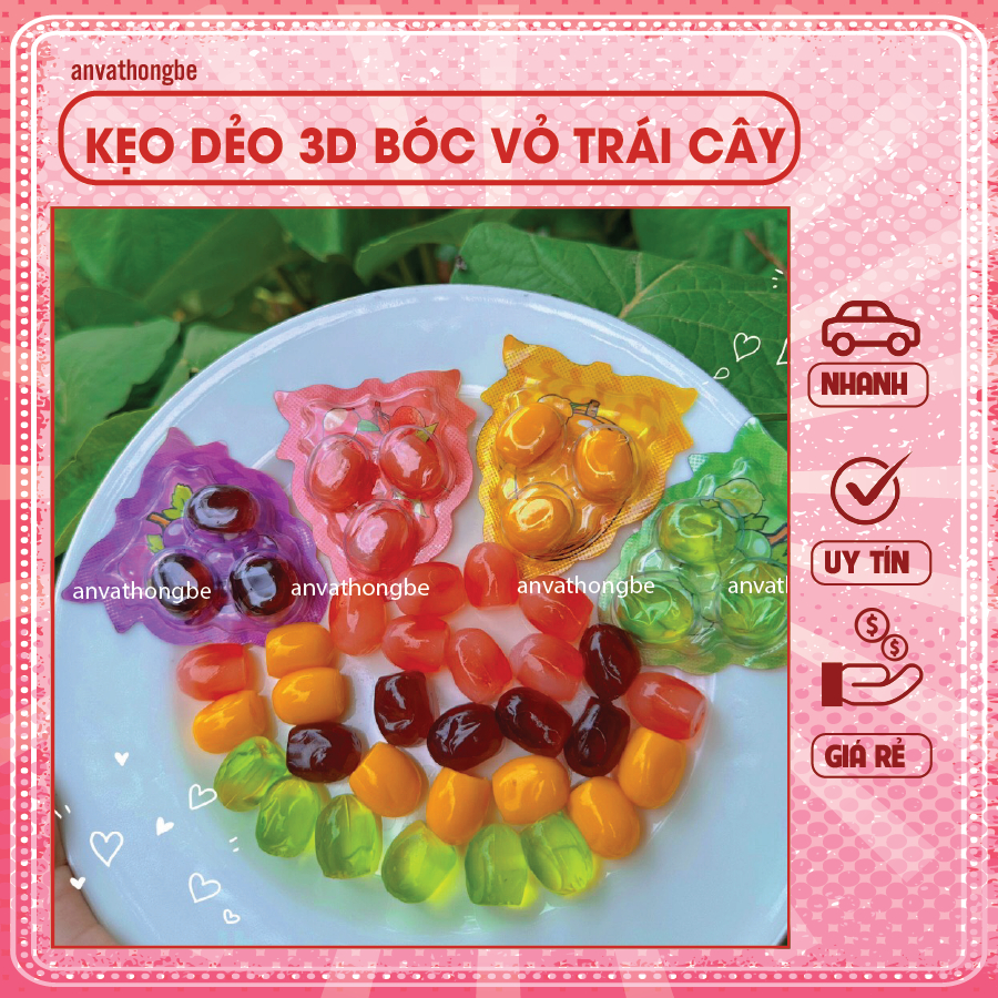 Kẹo dẻo lột vỏ trái cây 3D