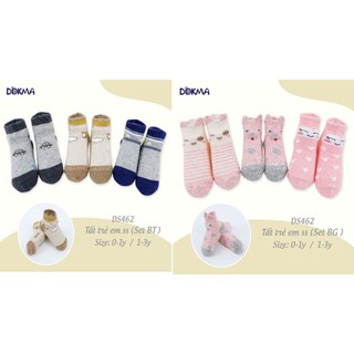 Set 3 đôi tất trẻ em Dokma cho bé 0-12 tuổi (set 3 đôi cùng màu, giao màu ngẫu nhiên)