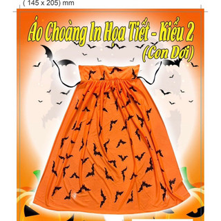 Áo choàng họa tiết con dơi 90cm, 120cm hoá trang lễ hội Halloween