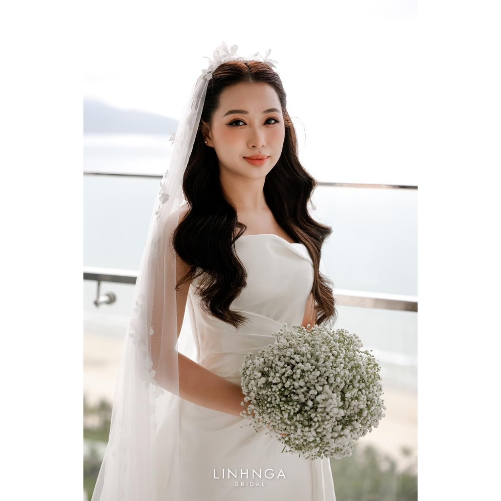 Lúp cô dâu đại lễ dài 3m0 đính hoa
