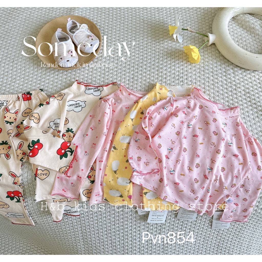 Bộ cotton zip hàn cao cấp bé gái