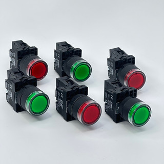 Nút nhấn cnc có đèn báo lay5-ew3361-1no -xanh / lay5-3462-1nc -đỏ