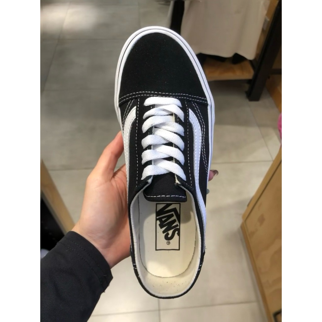 Vans old skool mule 2023 đen trắng chính hãng chuẩn full box cho nam nữ