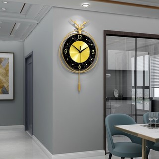 Đồng hồ quả lắc trang trí sang trọng, Quà tặng tân gia đồng hồ treo tường tạo hình hươu tài lộc hoàng kim DHTT