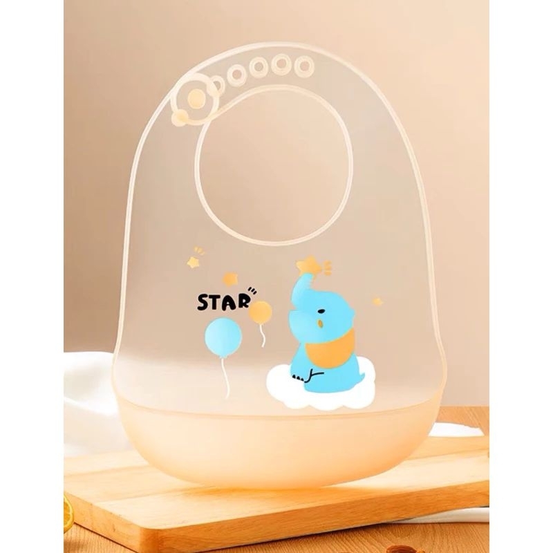 Yếm Ăn Dặm Cho Bé Silicone Có Máng, Yếm Ăn Dặm Silicon Có Máng Siêu Nhẹ Hình Mèo Đáng Yêu Cho Bé