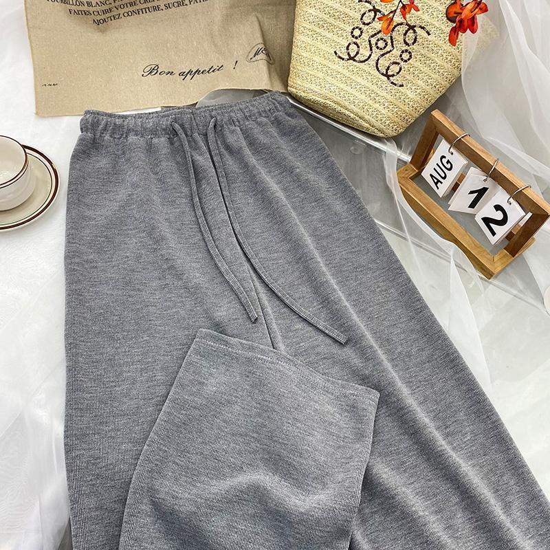 Quần ống rộng có dây rút, quần len tăm chất liệu thoáng mát thoải mát phối đồ | BigBuy360 - bigbuy360.vn
