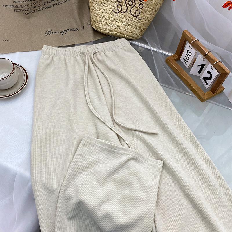 Quần ống rộng có dây rút, quần len tăm chất liệu thoáng mát thoải mát phối đồ | BigBuy360 - bigbuy360.vn