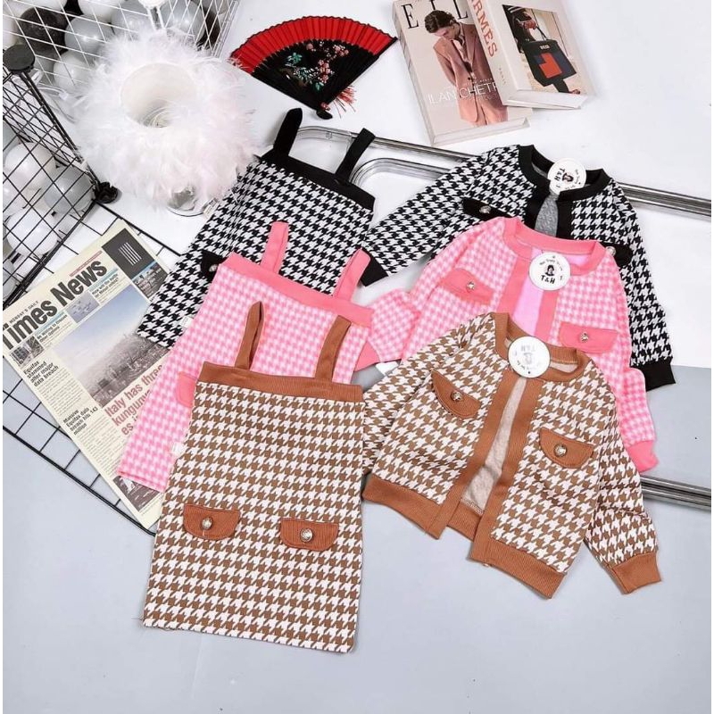 Set váy body +áo khoát ạk cho bé gái 8 đến 20kg.hình thật trải sàn ak