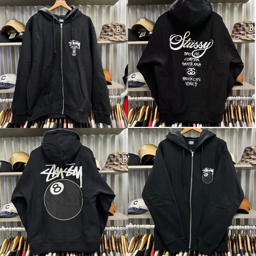 Áo khoác hoodie zip Stussy chất nỉ cao cấp unisex nam nữ basic chuẩn form