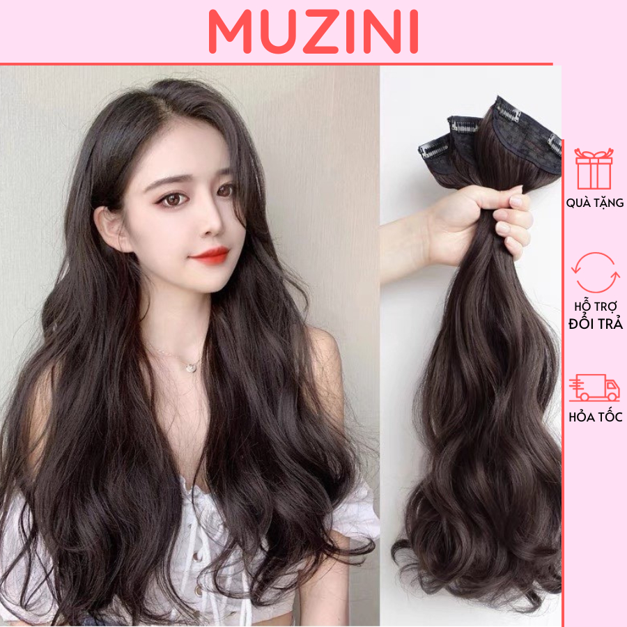 Set 3 kẹp tóc nữ Muzini tóc giả sóng nhẹ mền mượt cao cấp cực xinh kiểu dáng sét 3 dải tóc giả nữ xoăn sóng đẹp TG16
