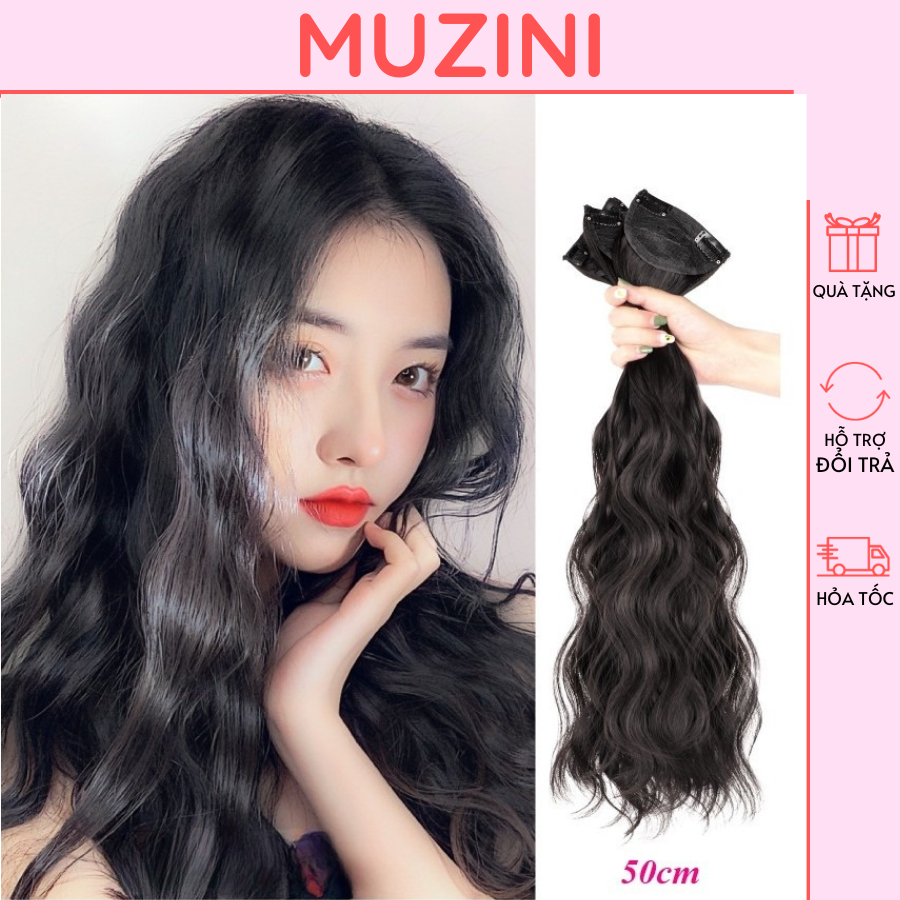 Combo 3 kẹp tóc giả nữ Muzini dải xù mỳ làm dầy tóc phong cách hàn quốc xinh xắn dễ sử dụng TG24