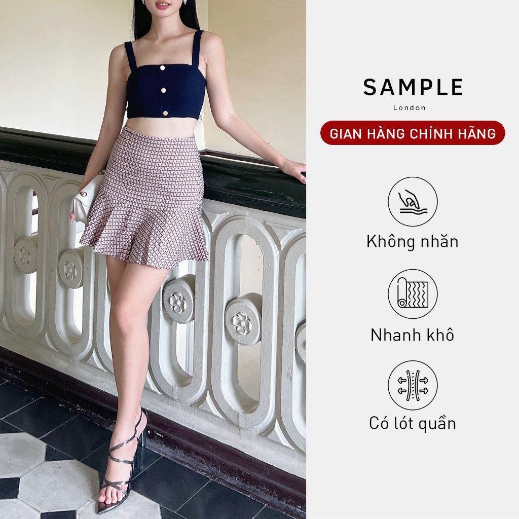 Chân váy nữ dáng xòe Maya Skirt SAMPLE LONDON, chất vải tweed cao cấp có lót quần, phù hợp mặc đi chơi, dạo phố, đi làm