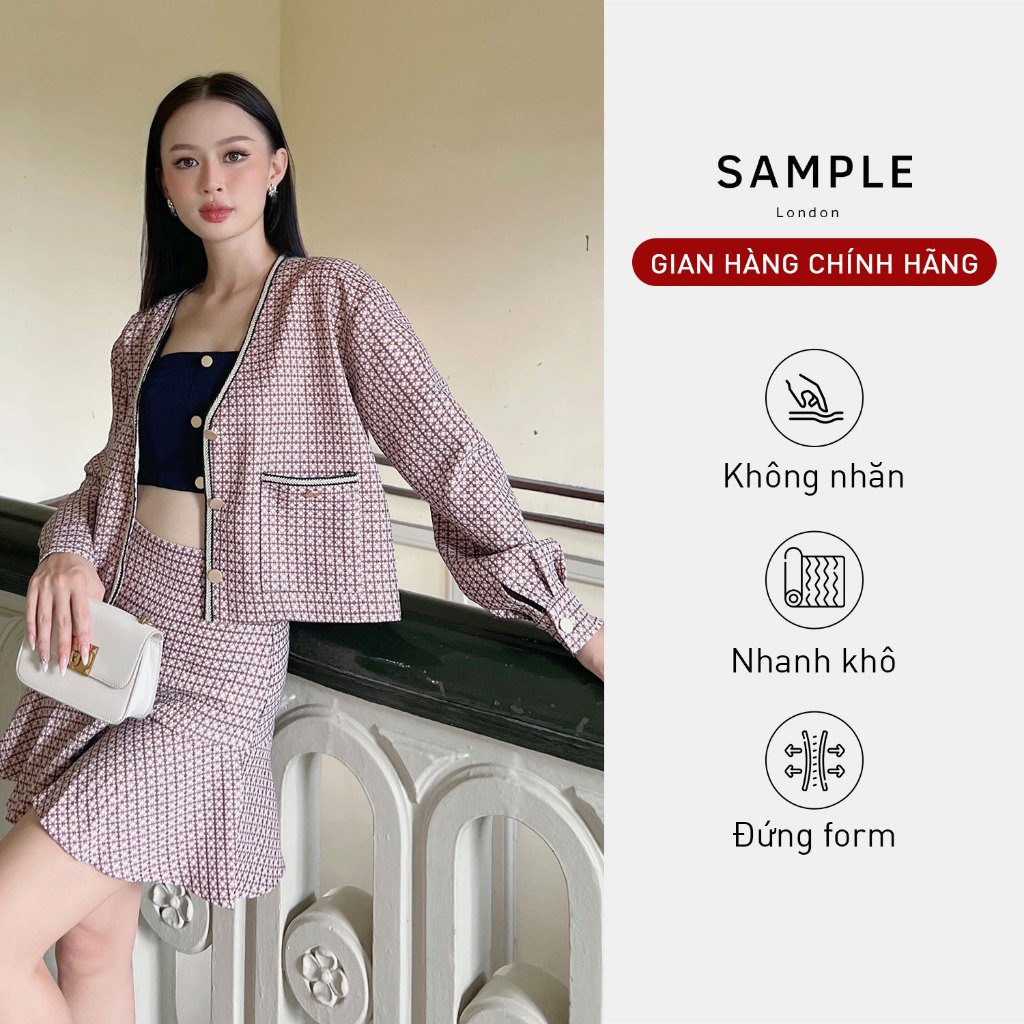 Áo khoác nữ Emma Jacket SAMPLE LONDON, vải tweed cao cấp đứng form, dễ phối đồ