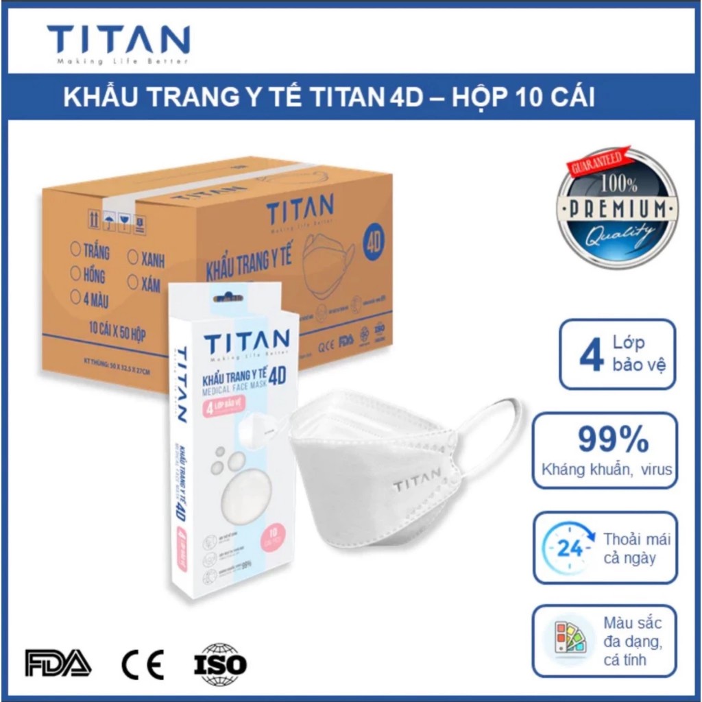 [Chính Hãng] 1/2 Thùng khẩu trang 4D (kf94), 1 thùng Kf94 300cái chính hãng Famapro/Titan