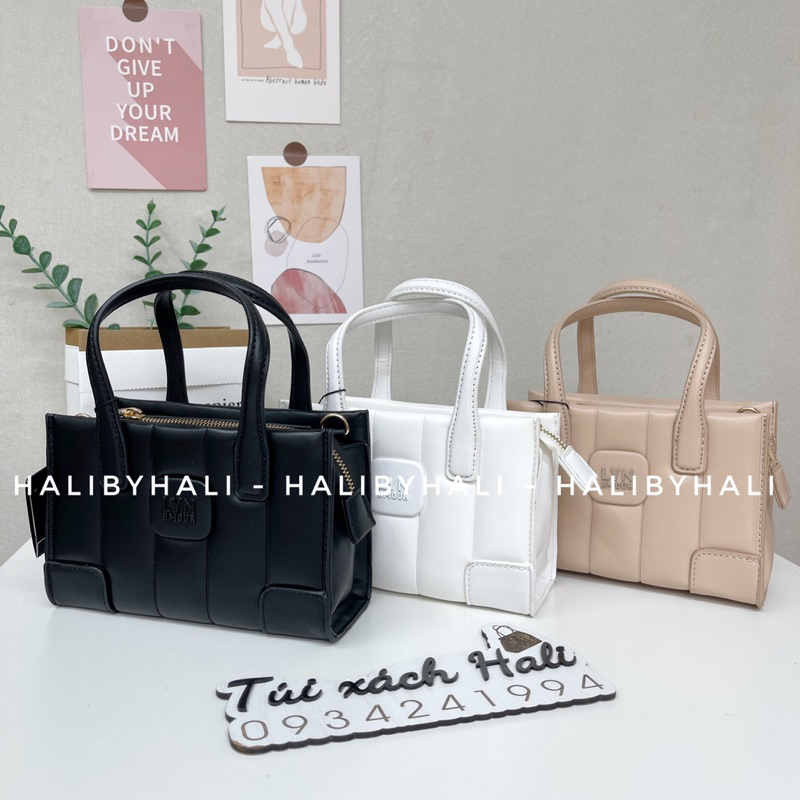 Túi lyn mini tote bag quai xách xinh xắn kèm dây đeo chéo hợp thời trang