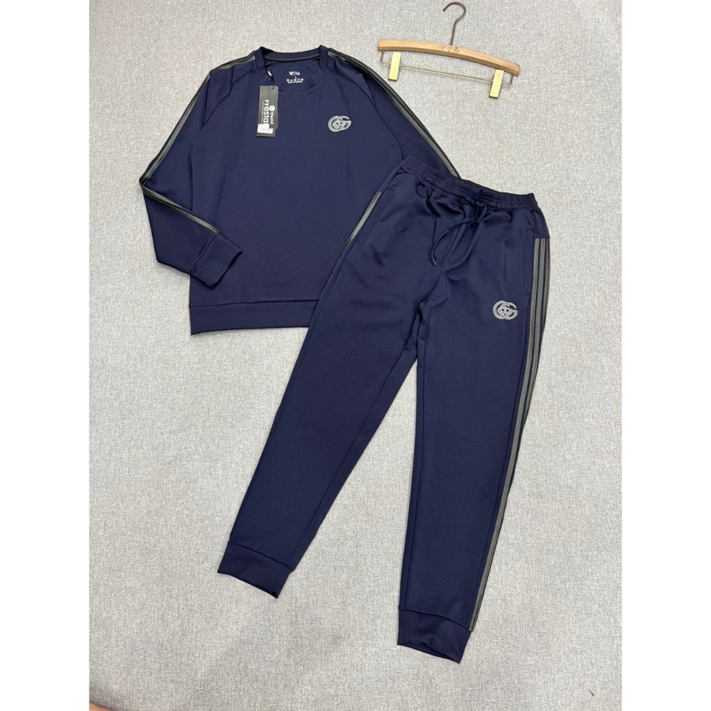 Bộ thu đông nam 3 màu GG sọc áo và quần thêu logo, chất umi dày dặn vận động cực thoải mái, sọc kẻ hai bên lên dáng san