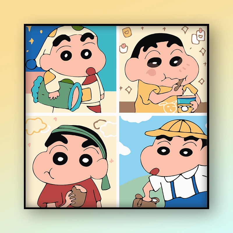 Tranh Số Hóa Gấu Trúc Hoa Hoa, Fubao, Tranh Tô Màu Theo Số hoạt hình, Shin, Gấu dâu 20x20 cm- Mèo Béo Kids Store