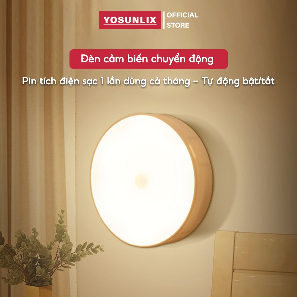 Đèn Led Cảm Biến Chuyển Động Yosunlix Đèn Cảm Ứng Gắn Tường Cầu Thang Tủ Quần Áo Thông Minh Sạc USB