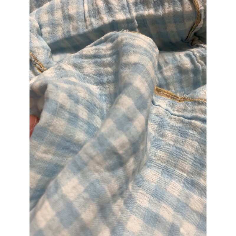 Vải xô muslin caro xanh
