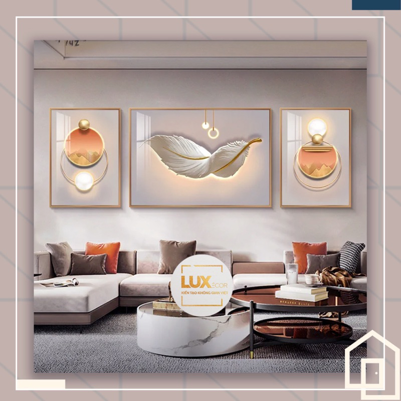 Bộ 3 Tranh Treo Tường “LÔNG VŨ” In Uv5D Cao Cấp - GIÁ SỈ TẠI XƯỞNG