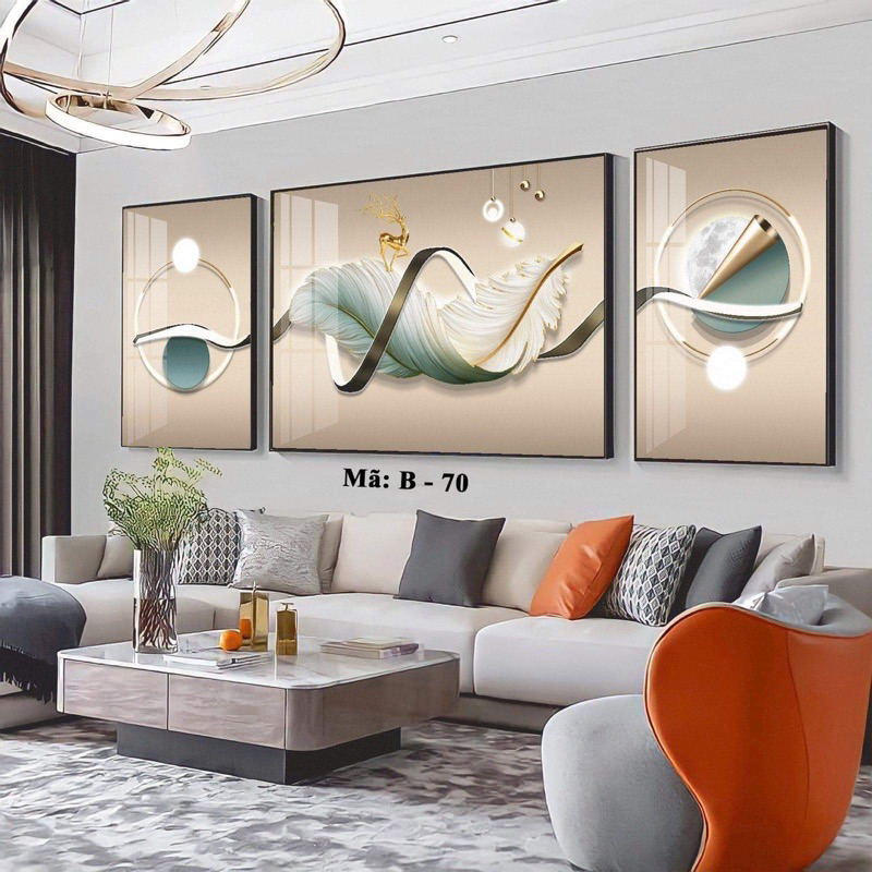 Bộ 3 Tranh Treo Tường “LÔNG VŨ” In Uv5D Cao Cấp - GIÁ SỈ TẠI XƯỞNG