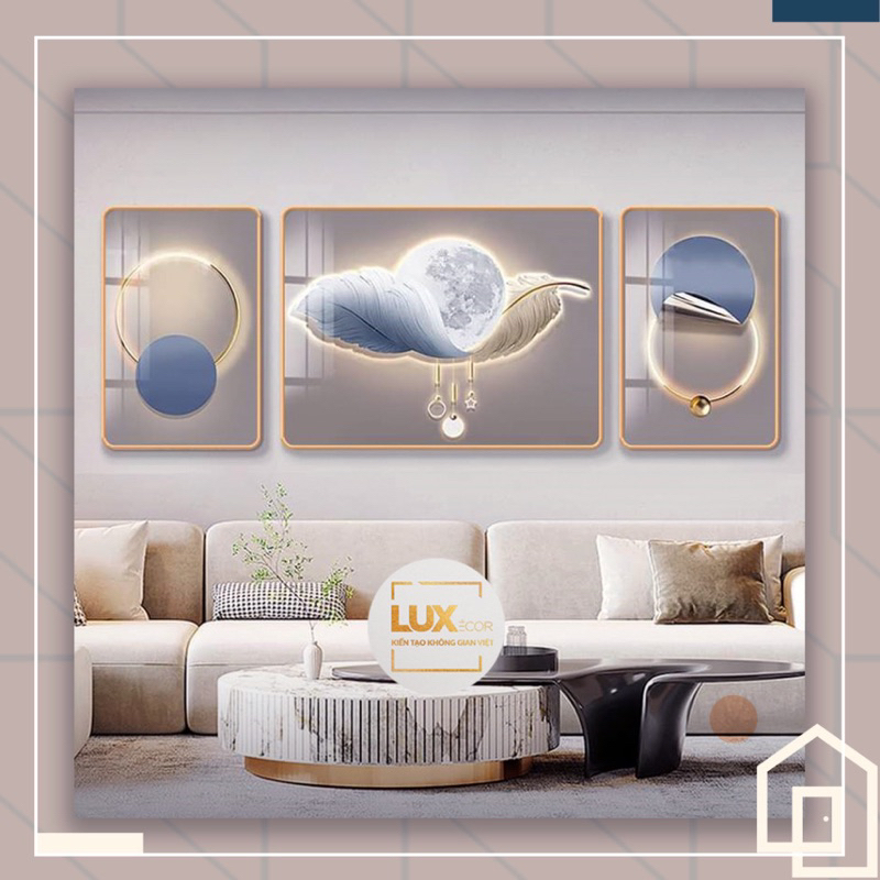Bộ 3 Tranh Treo Tường “LÔNG VŨ” In Uv5D Cao Cấp - GIÁ SỈ TẠI XƯỞNG