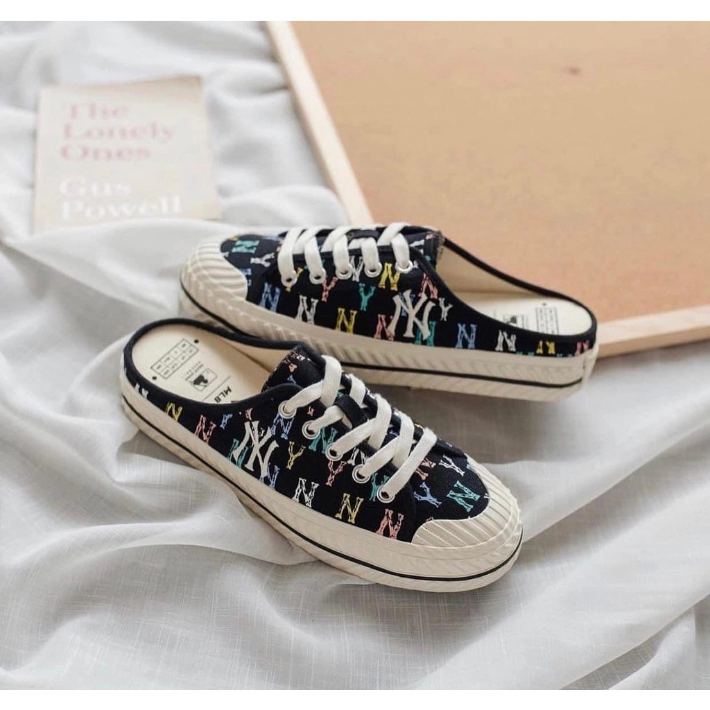 Giày sục MLB Mule Playball NY , Mono Denim NY, giày đạp gót, mlb chính hãng