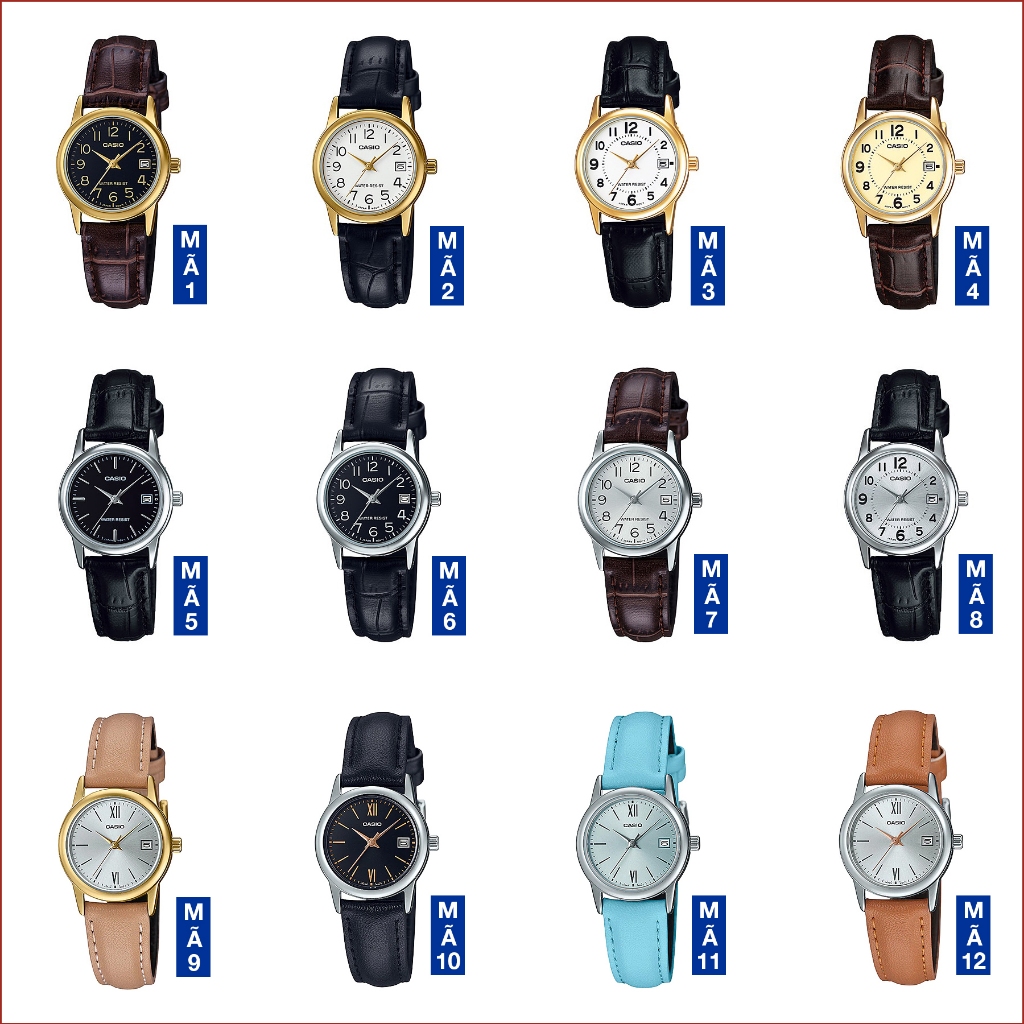 Đồng hồ nữ dây da Casio chính hãng Anh Khuê LTP-V002 Series