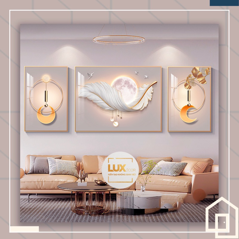 Bộ 3 Tranh Treo Tường “LÔNG VŨ” In Uv5D Cao Cấp - GIÁ SỈ TẠI XƯỞNG