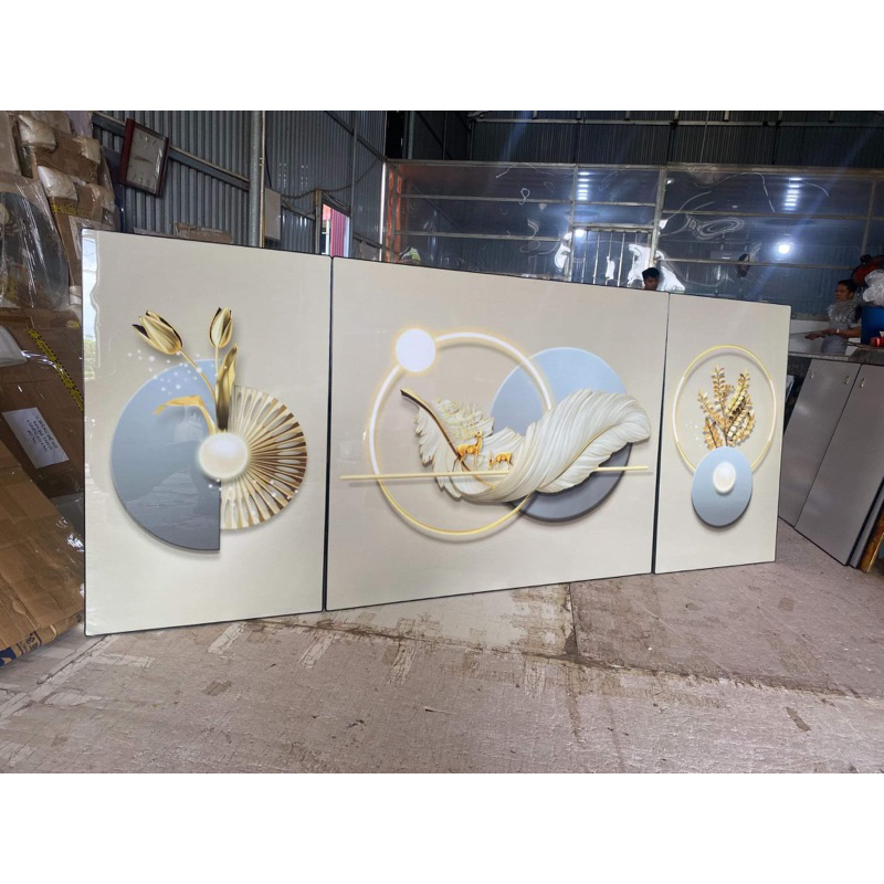 Bộ 3 Tranh Treo Tường “LÔNG VŨ” In Uv5D Cao Cấp - GIÁ SỈ TẠI XƯỞNG