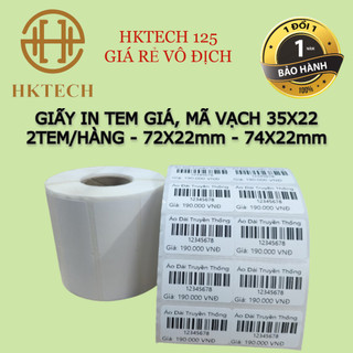 Giấy in mã vạch 2 tem 35x22mm cuộn 2500 tem, tem in mã vạch 35x22 mm, giấy in 2 tem 35x22mm, giấy in tem 72x22mm,74x22mm