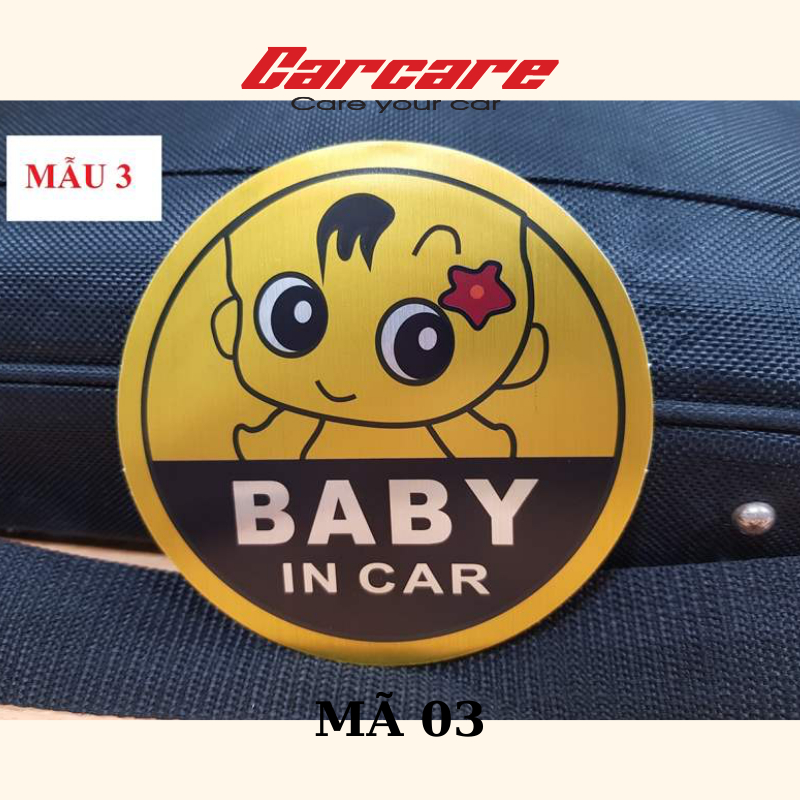 Tem dán xe ô tô Baby in car - Decal dán xe siêu cute
