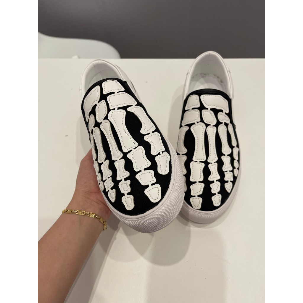 Giày lười nam thêu xương bàn tay trắng Amiri đế khâu hottrend mới nhất năm nay