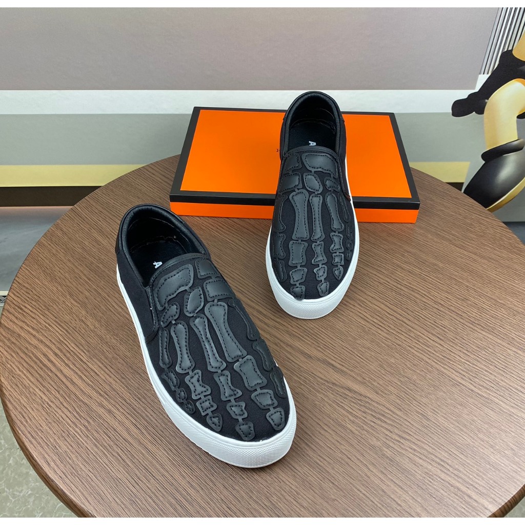 Giày lười nam thêu xương bàn tay trắng Amiri đế khâu hottrend mới nhất năm nay