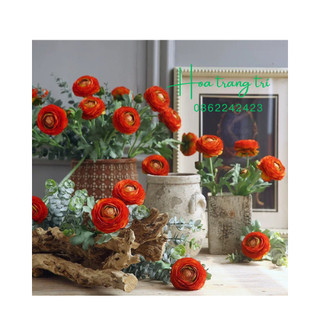 Hoa giả - Hoa Trà mao lương cao cấp đẹp như thật 3 bông 2 nụ - Décor trang trí