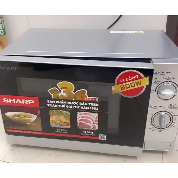 Lò vi sóng Sharp R-202VN-S 20 lít, không nướng, chính hãng, bảo hành 12 tháng