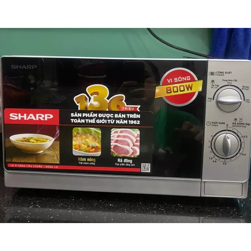 Lò vi sóng Sharp R-202VN-S 20 lít, không nướng, chính hãng, bảo hành 12 tháng