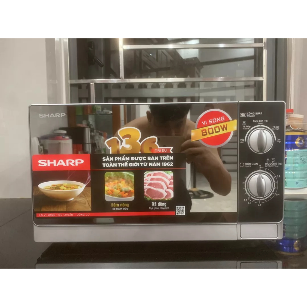 Lò vi sóng Sharp R-203VN-M 20 lít, không nướng, mặt gương siêu đẹp, chính hãng, bảo hành 12 tháng